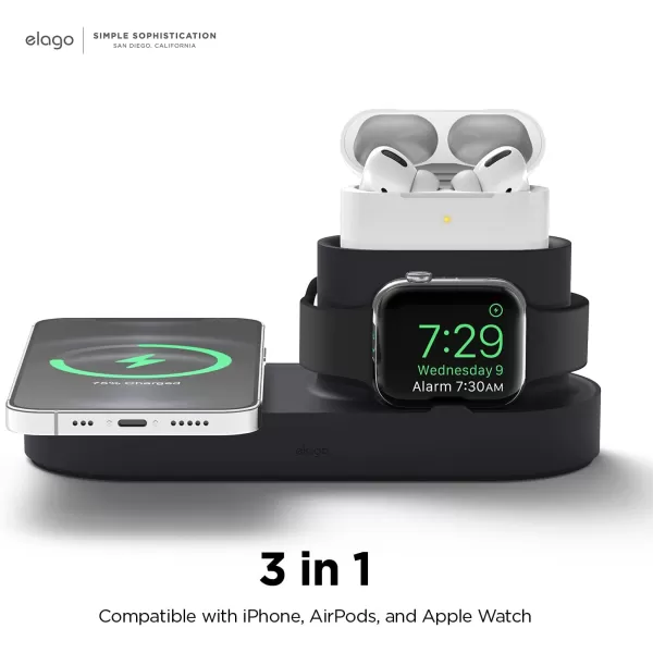 elago MagSafe Charging Station  Compatible with iPhone 15 amp iPhone 14 amp iPhone 13 amp iPhone 12 AirPods Pro 2 AirPods Pro AirPods 3 All Apple Watch Series Dark Gray Charging Cables Not IncludedBlack