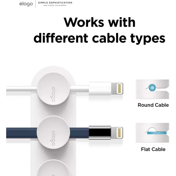 elago Magnetic Cable Management Buttons Magnetic cable holder Organize 3 Cables Powerful magnets Reusable Sticker Attaches to Surface Desk Organization WhiteWhite