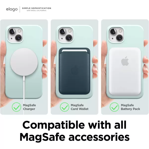 elago Magnetic Case Compatible with MagSafe and iPhone 13 Pro 61 Inch  Builtin Magnets Liquid Silicone Protective Cover Compatible with All MagSafe Accessories Jean IndigoiPhone 13 Mint