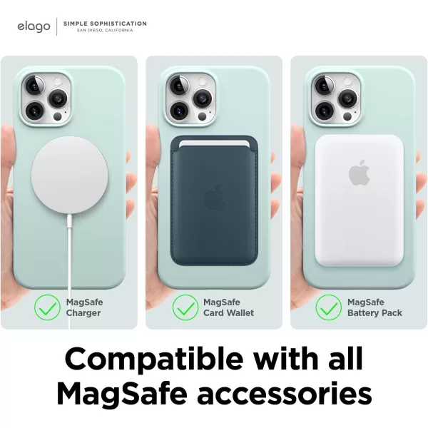 elago Magnetic Case Compatible with MagSafe and iPhone 13 Pro 61 Inch  Builtin Magnets Liquid Silicone Protective Cover Compatible with All MagSafe Accessories Jean IndigoiPhone 13 Pro Max Mint