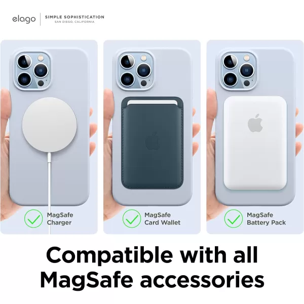 elago Magnetic Case Compatible with MagSafe and iPhone 13 Pro 61 Inch  Builtin Magnets Liquid Silicone Protective Cover Compatible with All MagSafe Accessories Jean IndigoiPhone 13 Pro Max Light Blue