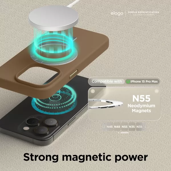 elago Magnetic Silicone Case Compatible with iPhone 15 Pro Max Case 67 Inch Compatible with All MagSafe Accessories  Builtin Magnets Soft Grip Silicone Shockproof StoneiPhone 15 Pro Max Brown