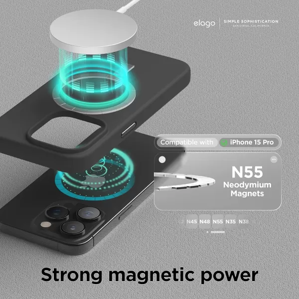 elago Magnetic Silicone Case Compatible with iPhone 15 Pro Max Case 67 Inch Compatible with All MagSafe Accessories  Builtin Magnets Soft Grip Silicone Shockproof StoneiPhone 15 Pro Black