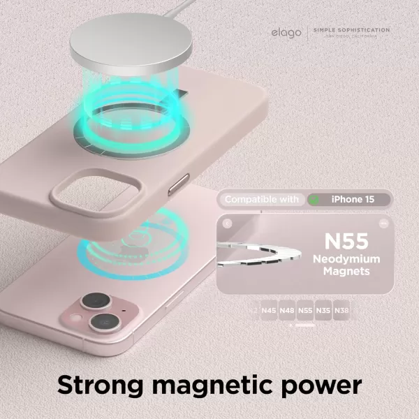 elago Magnetic Silicone Case Compatible with iPhone 15 Pro Max Case 67 Inch Compatible with All MagSafe Accessories  Builtin Magnets Soft Grip Silicone Shockproof StoneiPhone 15 Lovely Pink