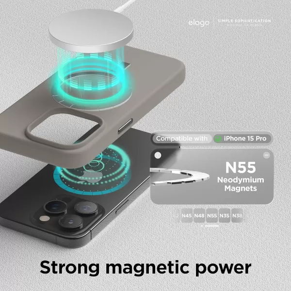 elago Magnetic Silicone Case Compatible with iPhone 15 Pro Max Case 67 Inch Compatible with All MagSafe Accessories  Builtin Magnets Soft Grip Silicone Shockproof StoneiPhone 15 Pro Medium Gray