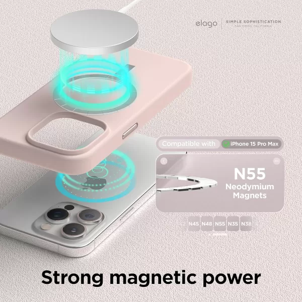 elago Magnetic Silicone Case Compatible with iPhone 15 Pro Max Case 67 Inch Compatible with All MagSafe Accessories  Builtin Magnets Soft Grip Silicone Shockproof StoneiPhone 15 Pro Max Lovely Pink