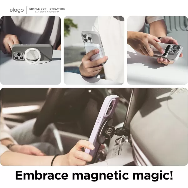 elago Magnetic Silicone Case Compatible with iPhone 15 Pro Max Case 67 Inch Compatible with All MagSafe Accessories  Builtin Magnets Soft Grip Silicone Shockproof StoneiPhone 15 Pro Purple