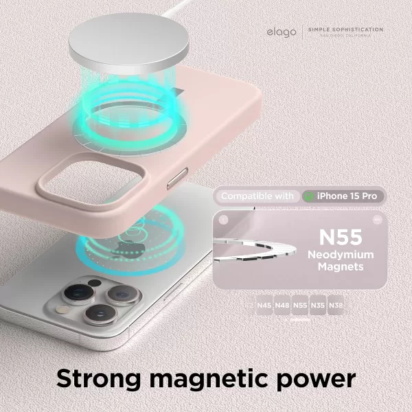 elago Magnetic Silicone Case Compatible with iPhone 15 Pro Max Case 67 Inch Compatible with All MagSafe Accessories  Builtin Magnets Soft Grip Silicone Shockproof StoneiPhone 15 Pro Lovely Pink