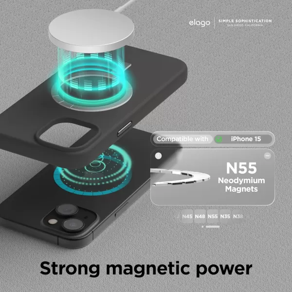 elago Magnetic Silicone Case Compatible with iPhone 15 Pro Max Case 67 Inch Compatible with All MagSafe Accessories  Builtin Magnets Soft Grip Silicone Shockproof StoneiPhone 15 Black