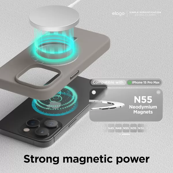 elago Magnetic Silicone Case Compatible with iPhone 15 Pro Max Case 67 Inch Compatible with All MagSafe Accessories  Builtin Magnets Soft Grip Silicone Shockproof StoneiPhone 15 Pro Max Medium Gray