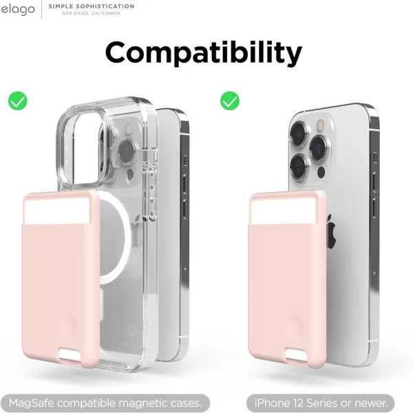 elago Magnetic Wallet Card Holder 2Cards Compatible with MagSafe for iPhone 15 iPhone 14 iPhone 13 iPhone 12 Series  Secure Phone Wallet Long Last Silicone Scratch and Damage Protection BlackSand Pink