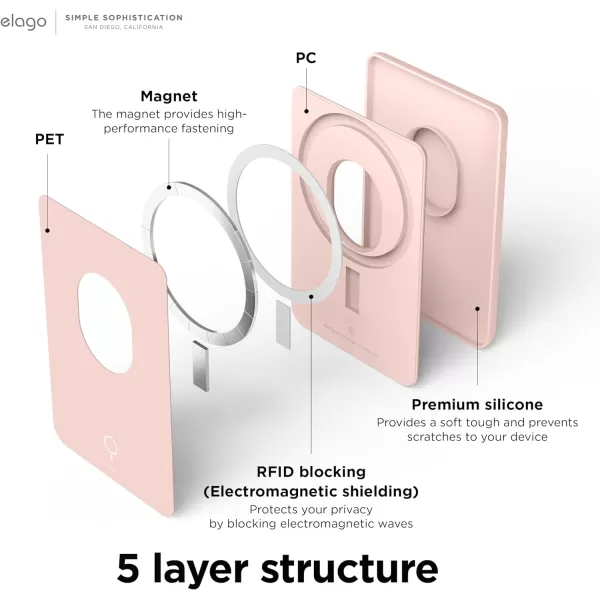 elago Magnetic Wallet Card Holder 2Cards Compatible with MagSafe for iPhone 15 iPhone 14 iPhone 13 iPhone 12 Series  Secure Phone Wallet Long Last Silicone Scratch and Damage Protection BlackSand Pink