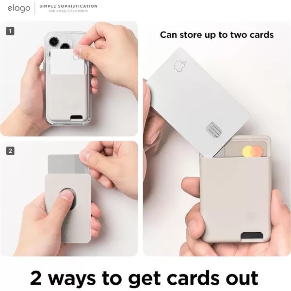 elago Magnetic Wallet Card Holder 2Cards Compatible with MagSafe for iPhone 15 iPhone 14 iPhone 13 iPhone 12 Series  Secure Phone Wallet Long Last Silicone Scratch and Damage Protection BlackStone