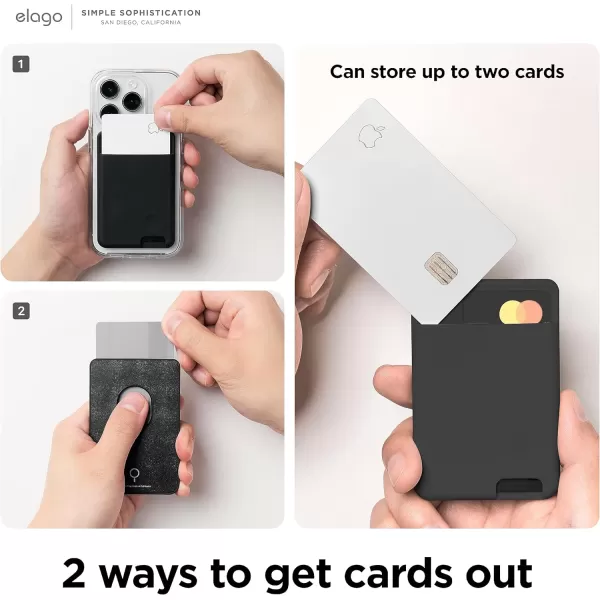 elago Magnetic Wallet Card Holder 2Cards Compatible with MagSafe for iPhone 15 iPhone 14 iPhone 13 iPhone 12 Series  Secure Phone Wallet Long Last Silicone Scratch and Damage Protection BlackBlack