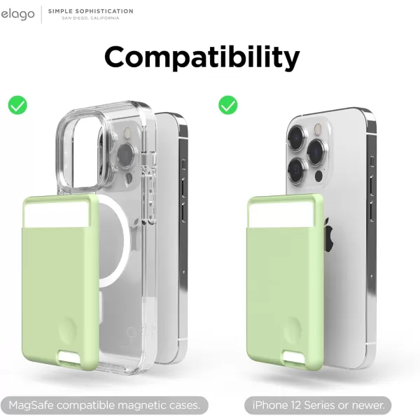 elago Magnetic Wallet Card Holder 2Cards Compatible with MagSafe for iPhone 15 iPhone 14 iPhone 13 iPhone 12 Series  Secure Phone Wallet Long Last Silicone Scratch and Damage Protection BlackPastel Green