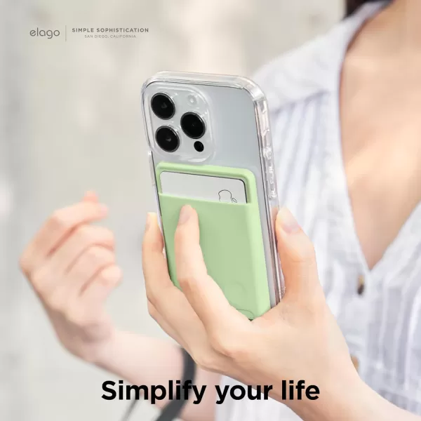 elago Magnetic Wallet Card Holder 2Cards Compatible with MagSafe for iPhone 15 iPhone 14 iPhone 13 iPhone 12 Series  Secure Phone Wallet Long Last Silicone Scratch and Damage Protection BlackPastel Green