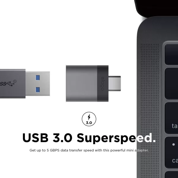 elago Mini Aluminum USBC to USB 30 Female Mini Adapter for MacBook Pro 20182017 MacBook Air 2018 and Other Devices with TypeC USB Space GreySpace Grey