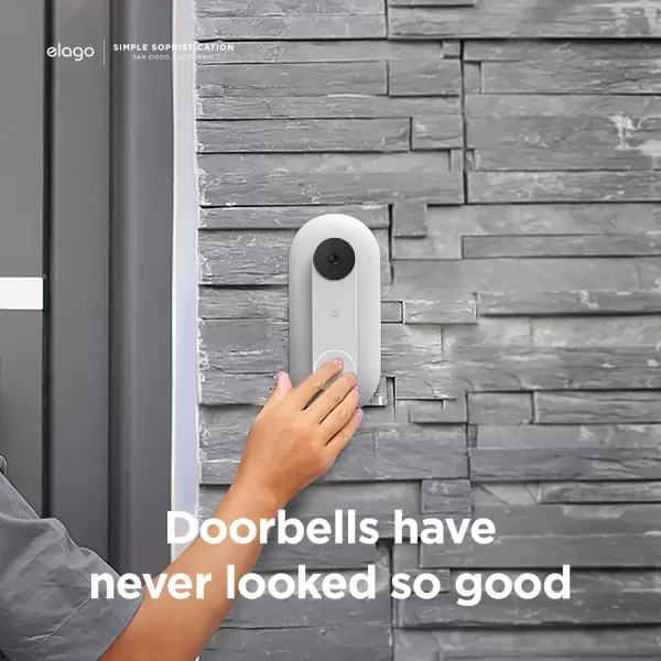 elago Mount Compatible with Google Nest Hello Video Doorbell 2021 Battery Model  Doorbell Chimes Perfect Color Match with Angle Wedge Linen WiFi Free  NOT Compatible with Wired ModelWhite