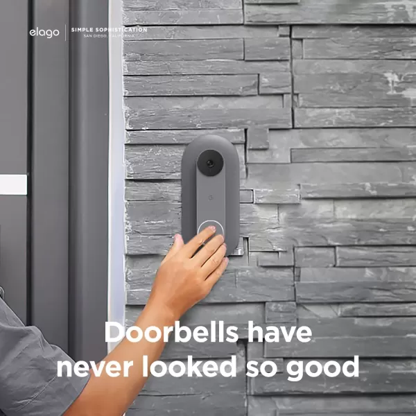 elago Mount Compatible with Google Nest Hello Video Doorbell 2021 Battery Model  Doorbell Chimes Perfect Color Match with Angle Wedge Linen WiFi Free  NOT Compatible with Wired ModelAsh