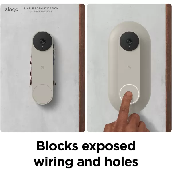 elago Mount Compatible with Google Nest Hello Video Doorbell 2021 Battery Model  Doorbell Chimes Perfect Color Match with Angle Wedge Linen WiFi Free  NOT Compatible with Wired ModelLinen