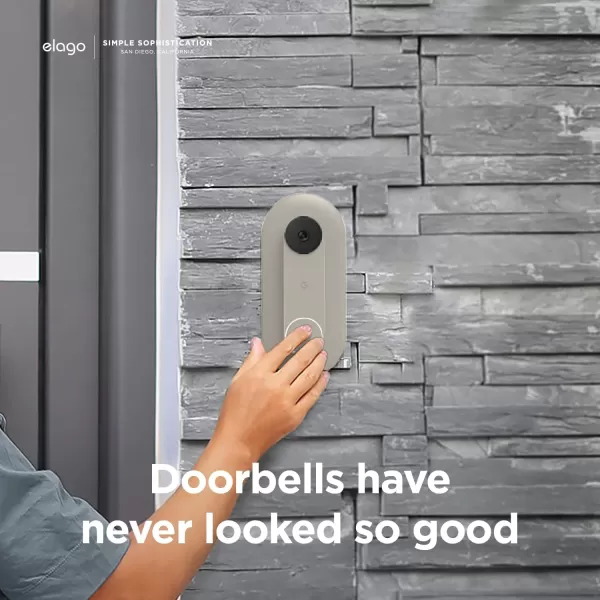 elago Mount Compatible with Google Nest Hello Video Doorbell 2021 Battery Model  Doorbell Chimes Perfect Color Match with Angle Wedge Linen WiFi Free  NOT Compatible with Wired ModelLinen