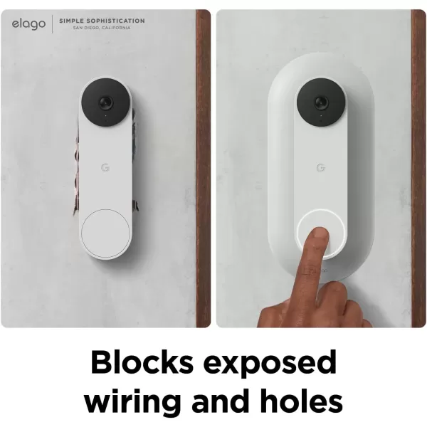 elago Mount Compatible with Google Nest Hello Video Doorbell 2021 Battery Model  Doorbell Chimes Perfect Color Match with Angle Wedge Linen WiFi Free  NOT Compatible with Wired ModelWhite