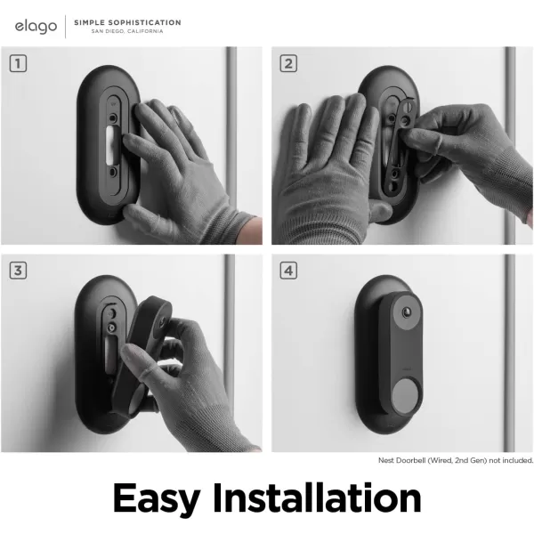 elago Mount Compatible with Google Nest Hello Video Doorbell Wall Plate Wired 2nd Gen  Doorbell Chimes Perfect Color Match with Angle Wedge BlackBlack