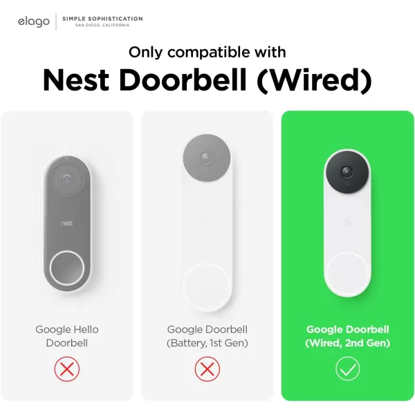 elago Mount Compatible with Google Nest Hello Video Doorbell Wall Plate Wired 2nd Gen  Doorbell Chimes Perfect Color Match with Angle Wedge BlackBlack