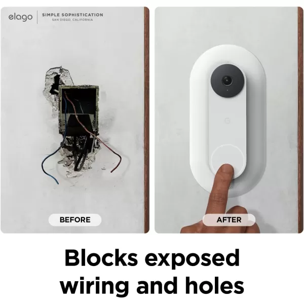 elago Mount Compatible with Google Nest Hello Video Doorbell Wall Plate Wired 2nd Gen  Doorbell Chimes Perfect Color Match with Angle Wedge BlackSnow