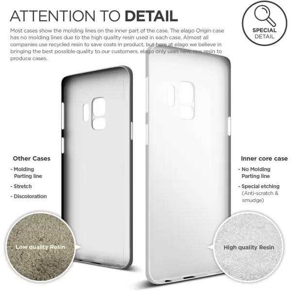 elago Origin Series Galaxy S9 Case  Minimalistic Design Slim Fit Scratch Resistant Protective Cover for Galaxy S9 Device Fitting Tested WhiteWhite