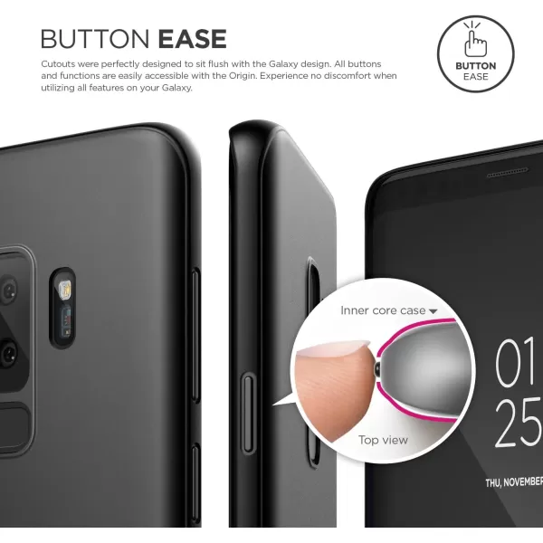 elago Origin Series Galaxy S9 Plus Case  Minimalistic Design Slim Fit Scratch Resistant Protective Cover for Galaxy S9 Plus Device Fitting Tested Blackelago Origin Series Galaxy S9 Plus Case  Minimalistic Design Slim Fit Scratch Resistant Protective Cover for Galaxy S9 Plus Device Fitting Tested Black