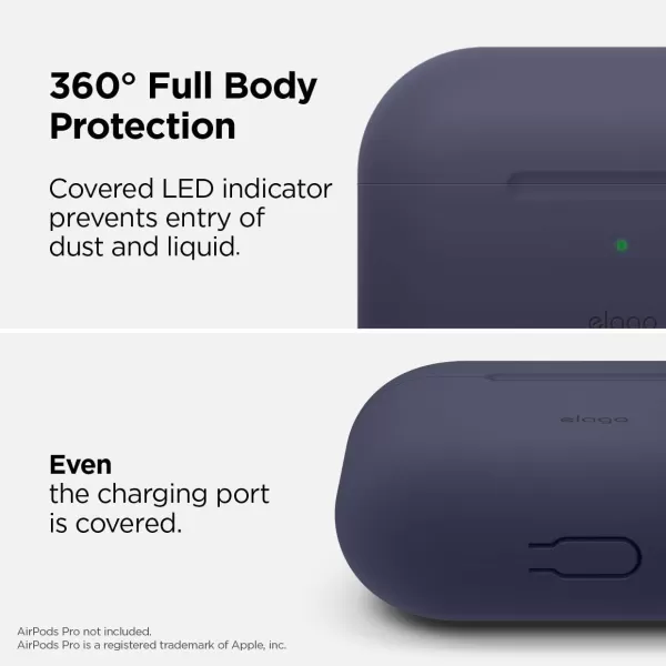 elago Original Case Compatible with Apple AirPods Pro Case  Protective Silicone Cover AntiSlip Coating Precise Cutout Supports Wireless Charging Nightglow BlueJean Indigo