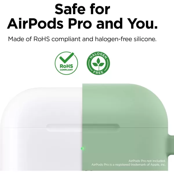 elago Original Case Compatible with Apple AirPods Pro Case  Protective Silicone Cover with Keychain Precise Cutout Supports Wireless Charging Dark GrayPastel Green