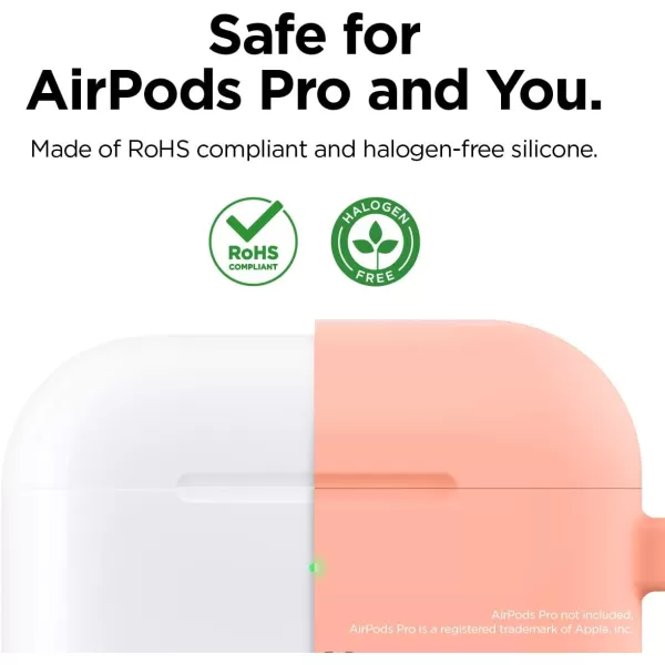 elago Original Case Compatible with Apple AirPods Pro Case  Protective Silicone Cover with Keychain Precise Cutout Supports Wireless Charging Dark GrayPeach