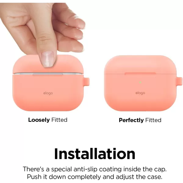 elago Original Case Compatible with Apple AirPods Pro Case  Protective Silicone Cover with Keychain Precise Cutout Supports Wireless Charging Dark GrayPeach