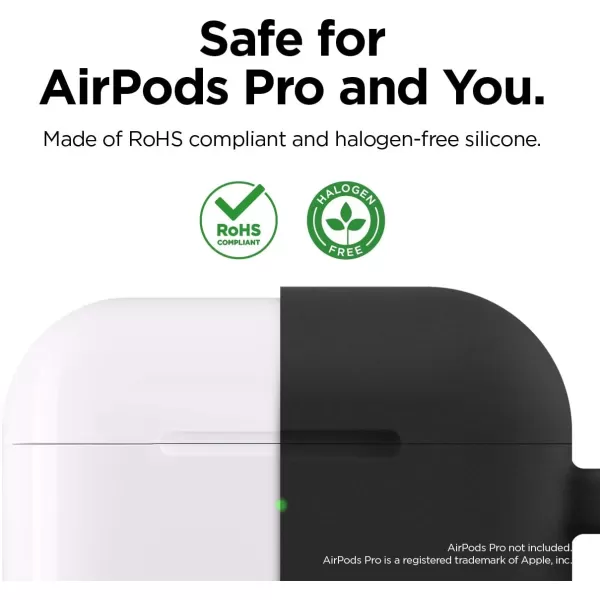 elago Original Case Compatible with Apple AirPods Pro Case  Protective Silicone Cover with Keychain Precise Cutout Supports Wireless Charging Dark GrayBlack