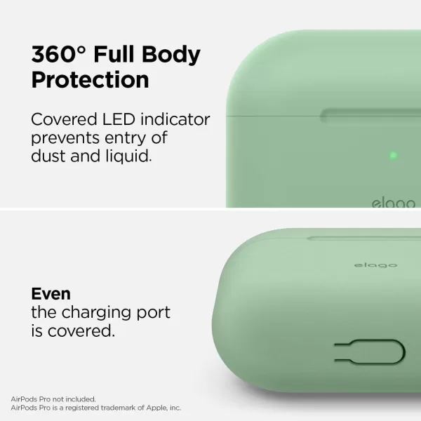 elago Original Case Compatible with Apple AirPods Pro Case  Protective Silicone Cover with Keychain Precise Cutout Supports Wireless Charging Dark GrayPastel Green