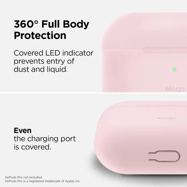 elago Original Case Compatible with Apple AirPods Pro Case  Protective Silicone Cover with Keychain Precise Cutout Supports Wireless Charging Dark GrayPink