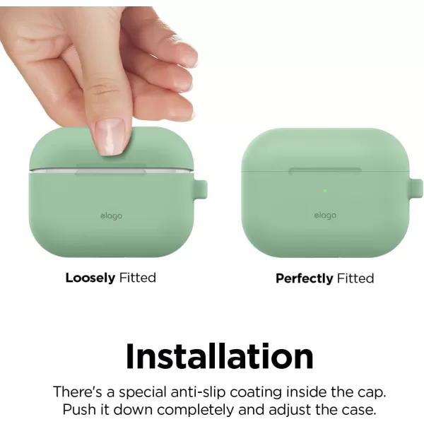 elago Original Case Compatible with Apple AirPods Pro Case  Protective Silicone Cover with Keychain Precise Cutout Supports Wireless Charging Dark GrayPastel Green