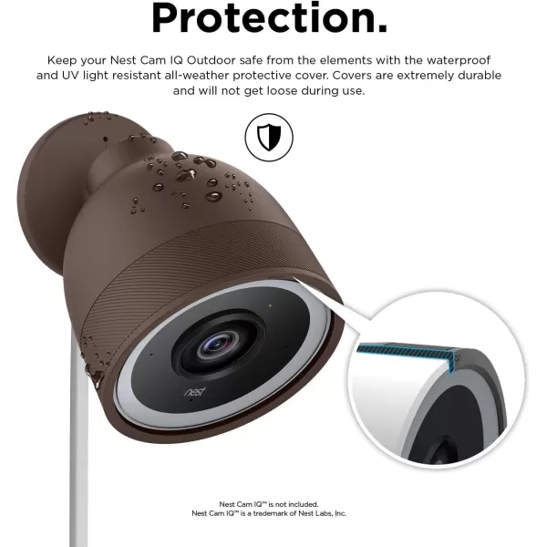 elago Outdoor Security Camera Cover Compatible with Google Nest Cam IQ Dark Grey  Infrared LED Visible Holes for MicrophoneSpeaker Camouflage Easy Installation AllWeather VentilationBrown