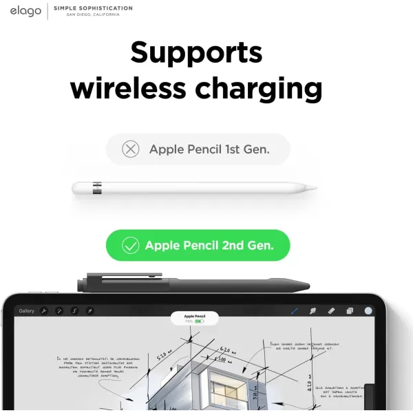 elago Pencil Clip Case Compatible with Apple Pencil 2nd Generation 3 Tips Nib Covers Included Compatible with Magnetic Charging and Double TapWhiteBlack