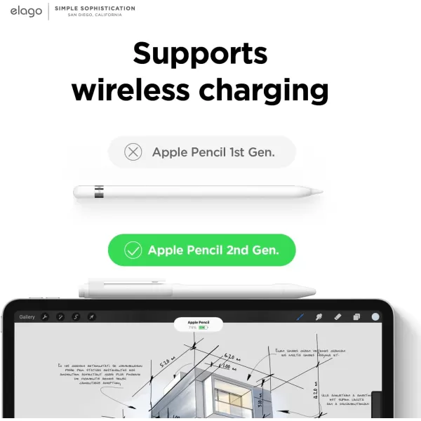 elago Pencil Clip Case Compatible with Apple Pencil 2nd Generation 3 Tips Nib Covers Included Compatible with Magnetic Charging and Double TapWhiteWhite