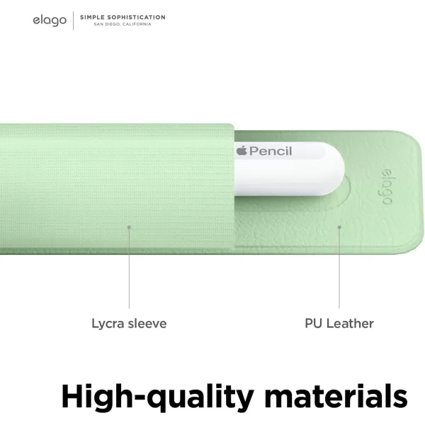 elago Pencil Holder Compatible with Apple Pencil 1st amp 2nd Generation and Apple Pencil USBC Strong Adhesive Sleeve Attach to Tablet Case PU Leather and Soft Lycra Material WhitePastel Green