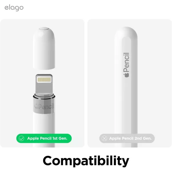 elago Pencil Protection Set Compatible with Apple Pencil 1st Generation Cap Holder Cap Replacement Charging Cable Adapter Tether Pencil Nib Cover 4 Items Included BlackBlack