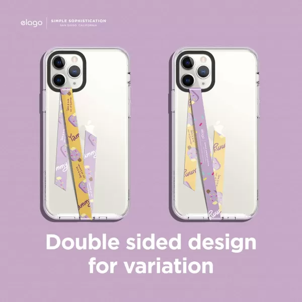 elago Phone Strap with Stickers Phone Grip Phone Loop Compatible with All Smartphone Case Double Sided Design Stickers Included Compatible with magsafe Green Strap amp Strawberry Ice CreamYellow