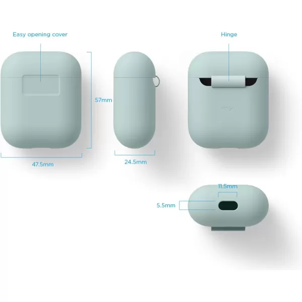 elago Premium Silicone AirPods Case Designed for Apple AirPods 1 and 2 Front LED Visible PeachBaby Mint