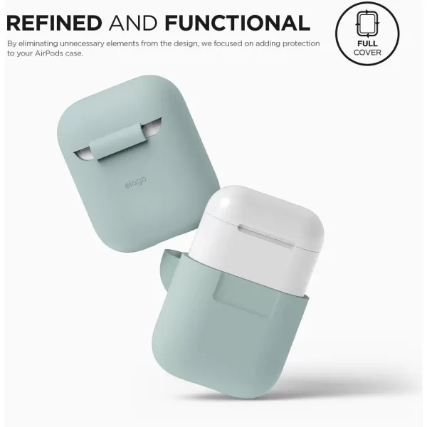 elago Premium Silicone AirPods Case Designed for Apple AirPods 1 and 2 Front LED Visible PeachBaby Mint