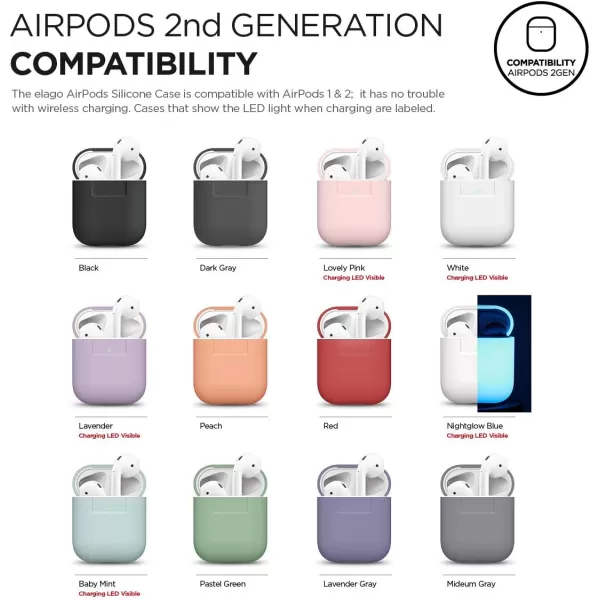 elago Premium Silicone AirPods Case Designed for Apple AirPods 1 and 2 Front LED Visible PeachBaby Mint