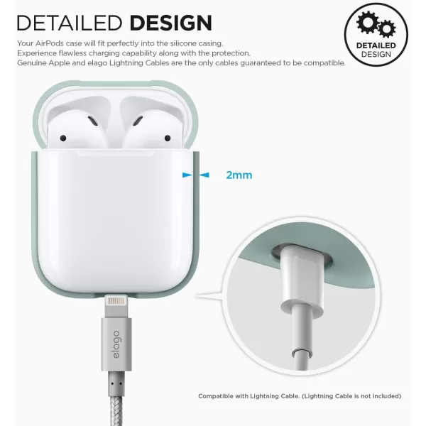 elago Premium Silicone AirPods Case Designed for Apple AirPods 1 and 2 Front LED Visible PeachBaby Mint