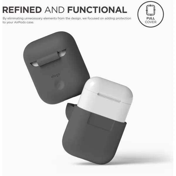 elago Premium Silicone AirPods Case Designed for Apple AirPods 1 and 2 Front LED Visible PeachGrey